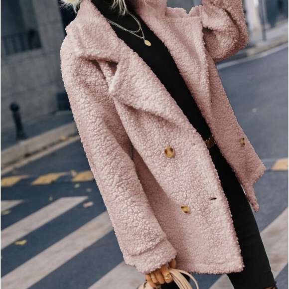 New pink Teddy button down jacket - Picture 3 of 6